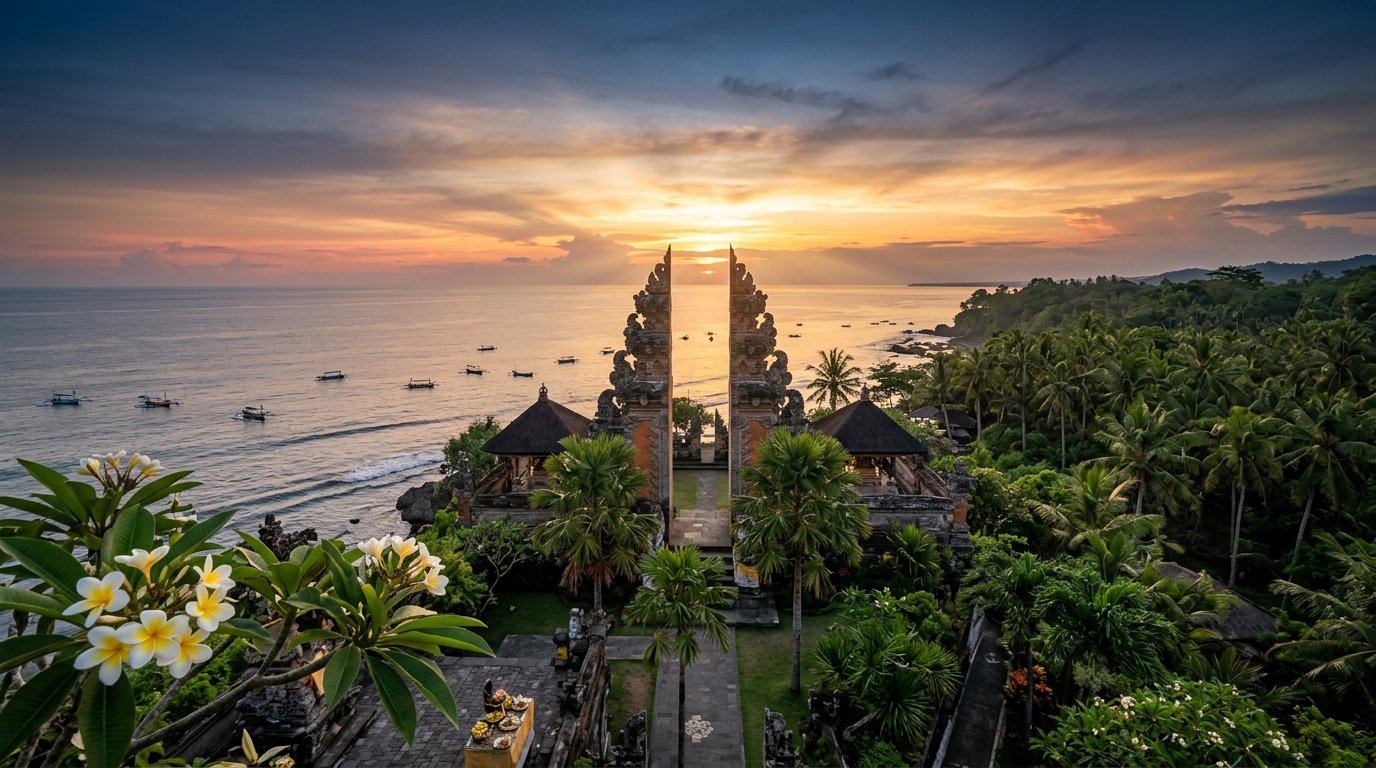 Keindahan Nuansa Bali Candi Bentar Sunset - RAKERNAS XI PORMIKI Bali 2026